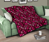 Lips Pattern Print Design 03 Premium Quilt