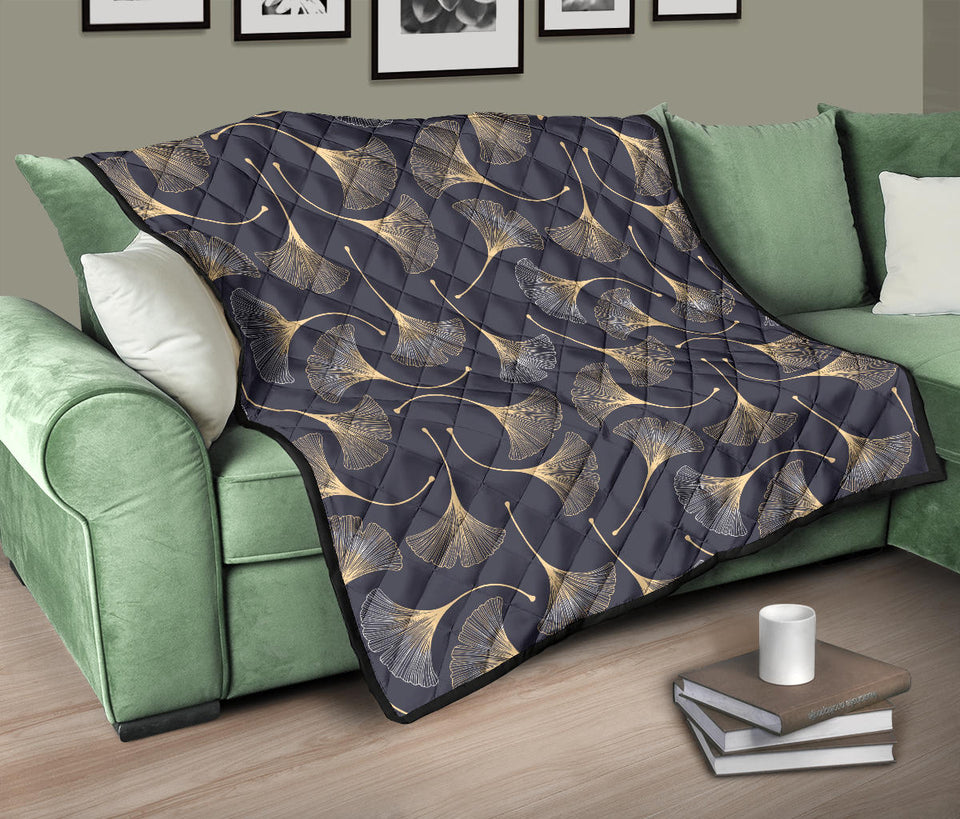 Gold Ginkgo Leaves Premium Quilt
