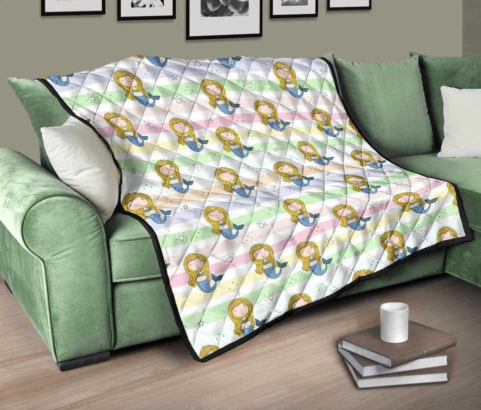 Cute Hand Drawn Mermaid Premium Quilt