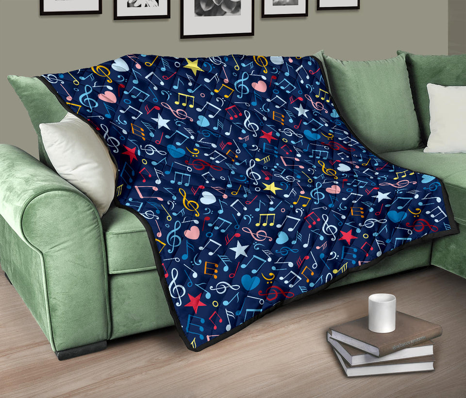 Music Notes Pattern Print Design 03 Premium Quilt