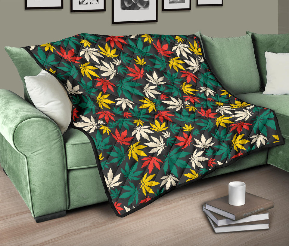 Canabis Marijuana Weed Pattern Print Design 02 Premium Quilt