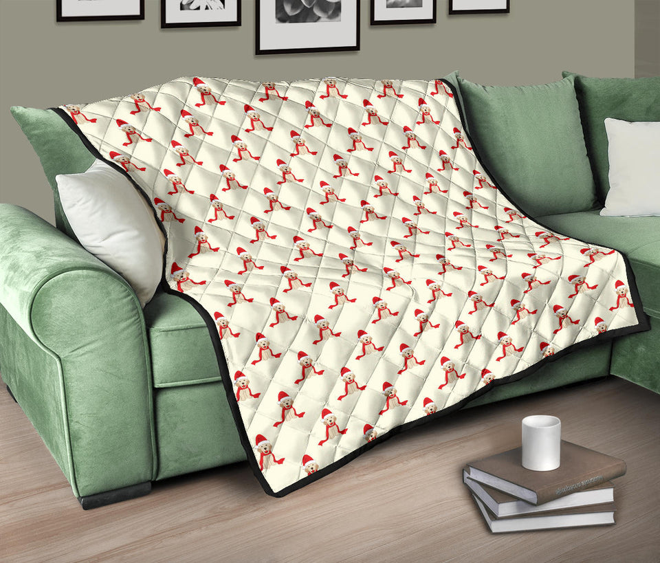 Golden Retriever Pattern Print Design 01 Premium Quilt