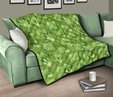 Broccoli Pattern Green Background Premium Quilt