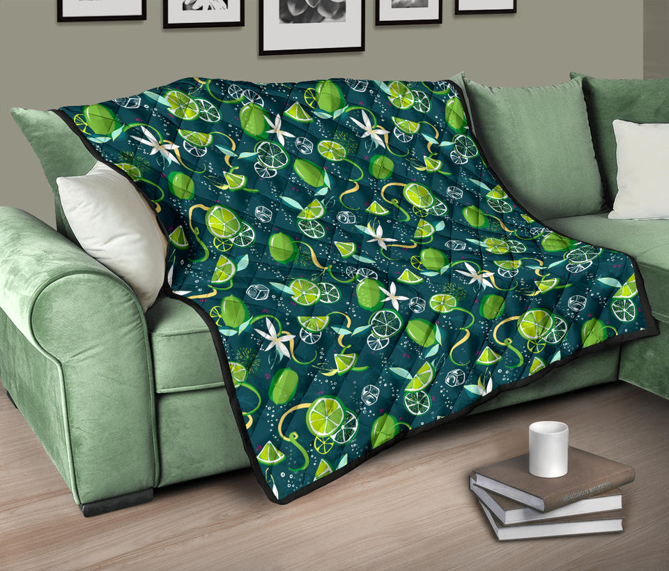 Lime Ice Flower Pattern Premium Quilt