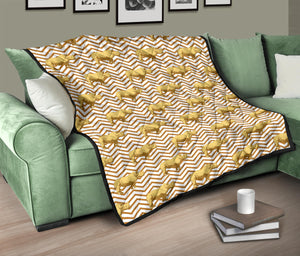Rhino Yellow Theme Pattern Premium Quilt
