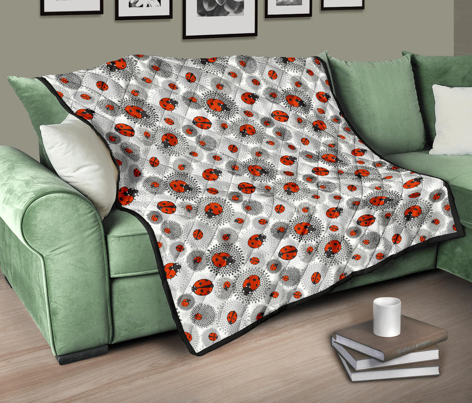 Ladybug Pattern Print Design 05 Premium Quilt