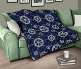 Nautical Steering Wheel Design Pattern Premium Quilt