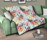 Colorful Orchid Flower Pattern Premium Quilt