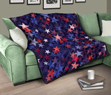 Red Blue Star Pattern Premium Quilt.