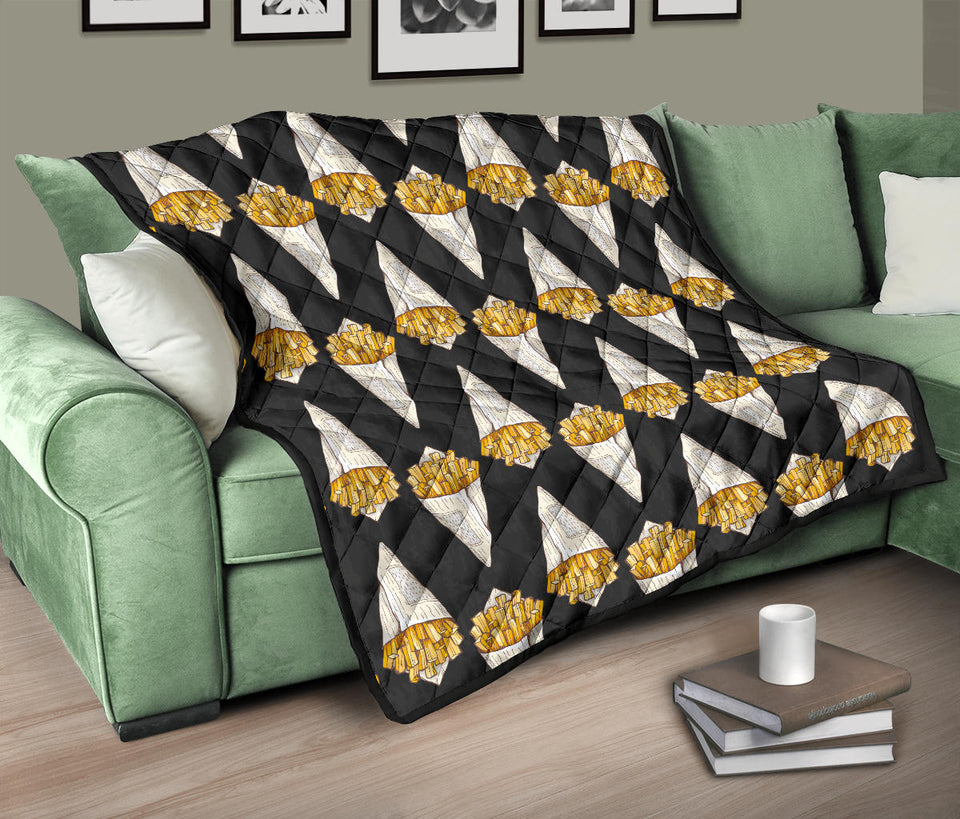 French Fries Dark Background Premium Quilt