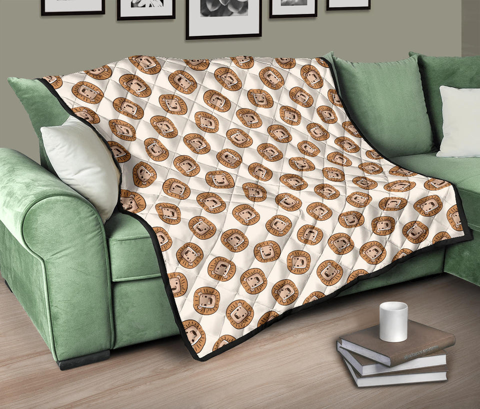 Lion Pattern Print Design 01 Premium Quilt