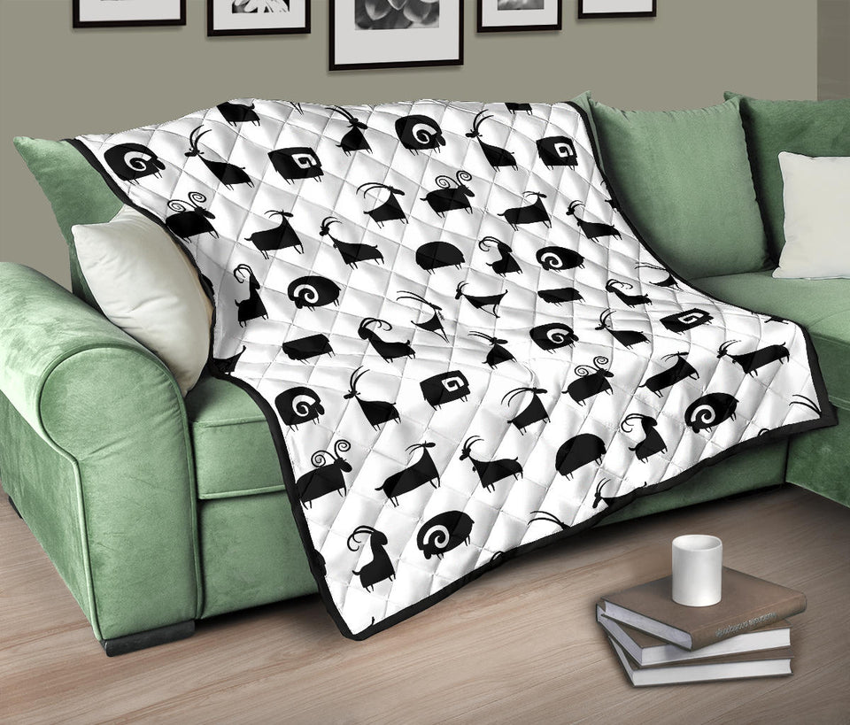 Goat Ram Pattern Premium Quilt