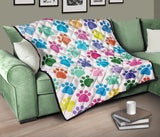 Dog Paws Pattern Print Design 01 Premium Quilt