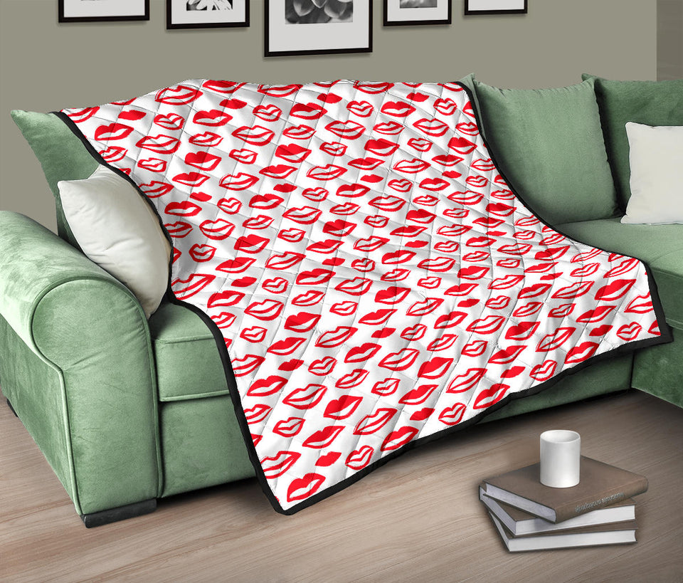 Lips Pattern Print Design 05 Premium Quilt