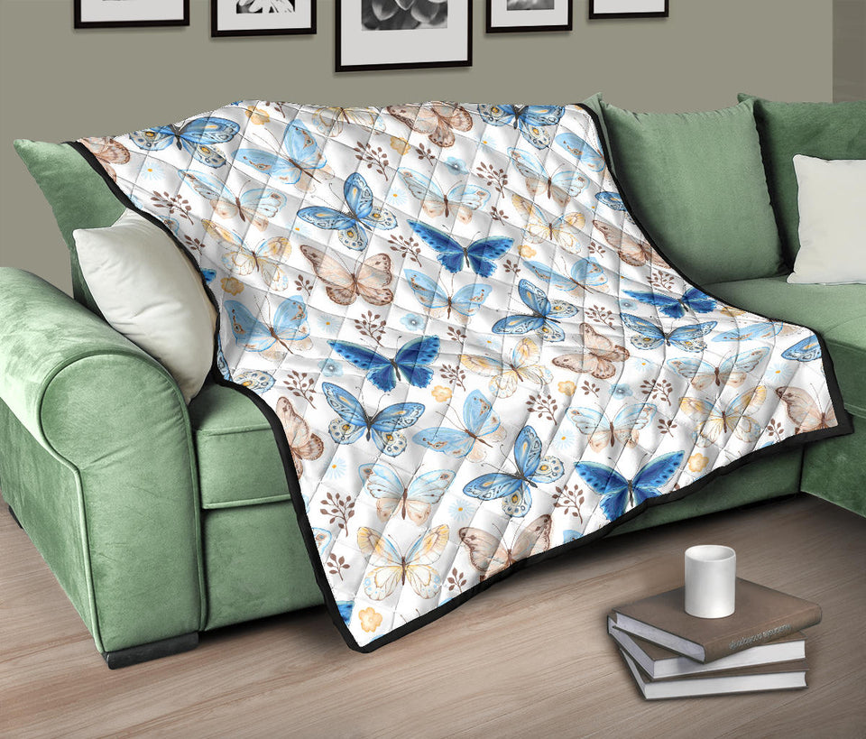 Blue Butterfly Pattern Premium Quilt