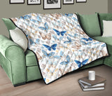 Blue Butterfly Pattern Premium Quilt