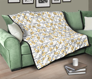 Golden Retriever Pattern Print Design 04 Premium Quilt