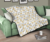Golden Retriever Pattern Print Design 04 Premium Quilt