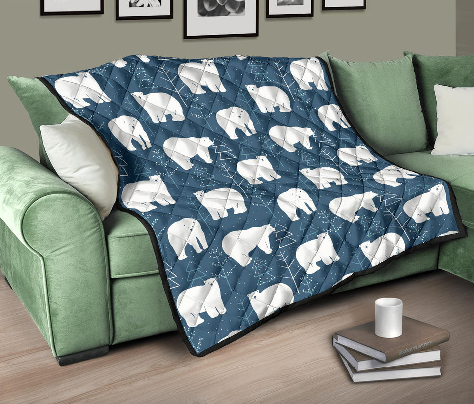 Polar Bear Mother Her Child Pattern Premium Quilt