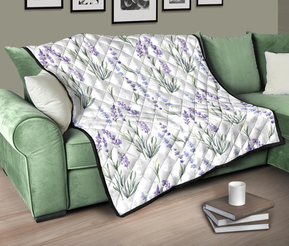 Hand Painting Watercolor Lavender Premium Quilt