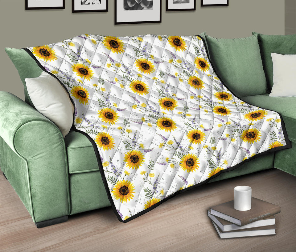 Beautiful Sunflowers Pattern Premium Quilt