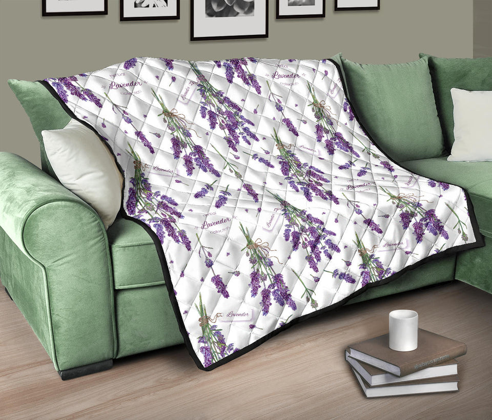 Lavender Flower Design Pattern Premium Quilt