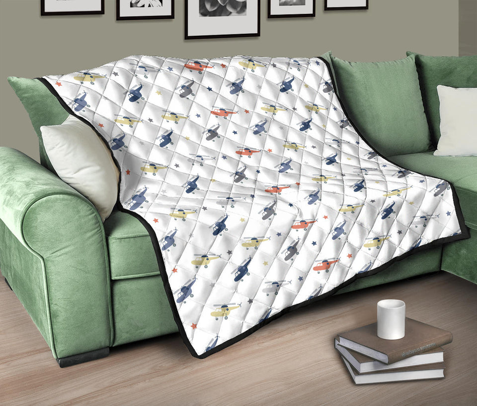 Cute Helicopter Star Pattern Premium Quilt