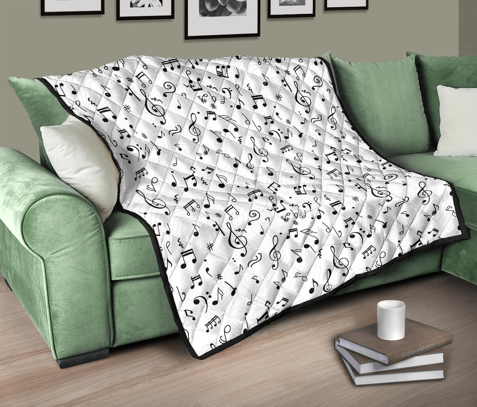 Music Notes Pattern Print Design 04 Premium Quilt