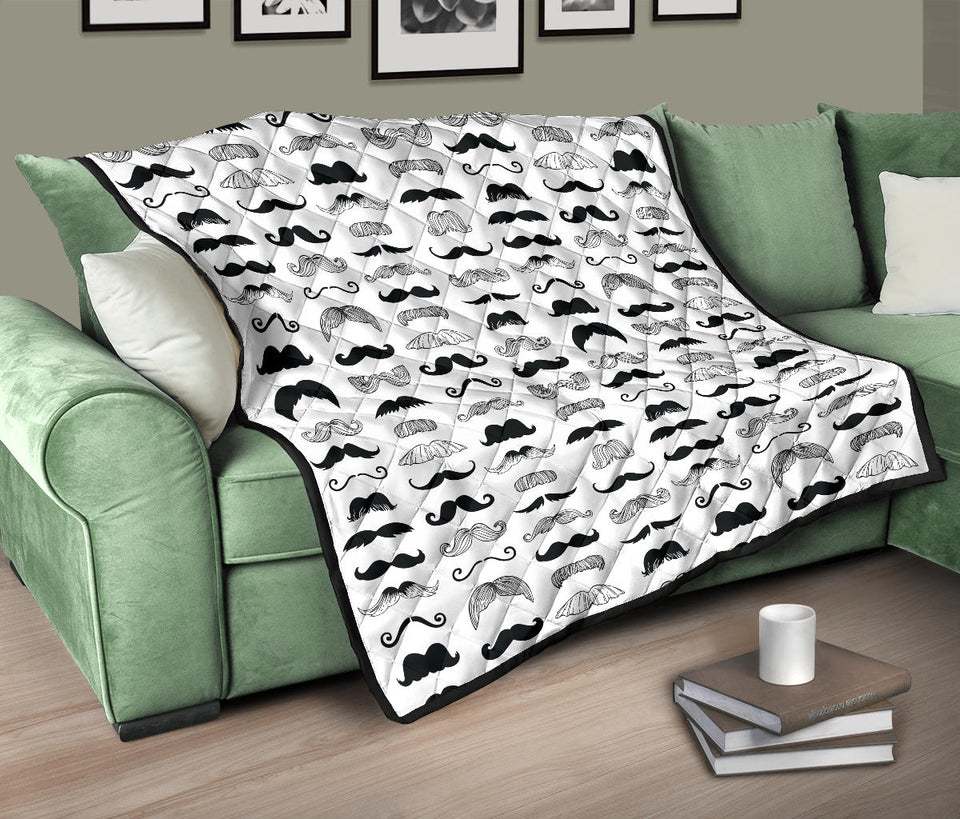 Mustache Beard Pattern Print Design 04 Premium Quilt