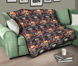 Sugar Skulls Flower Maxican Pattern Premium Quilt