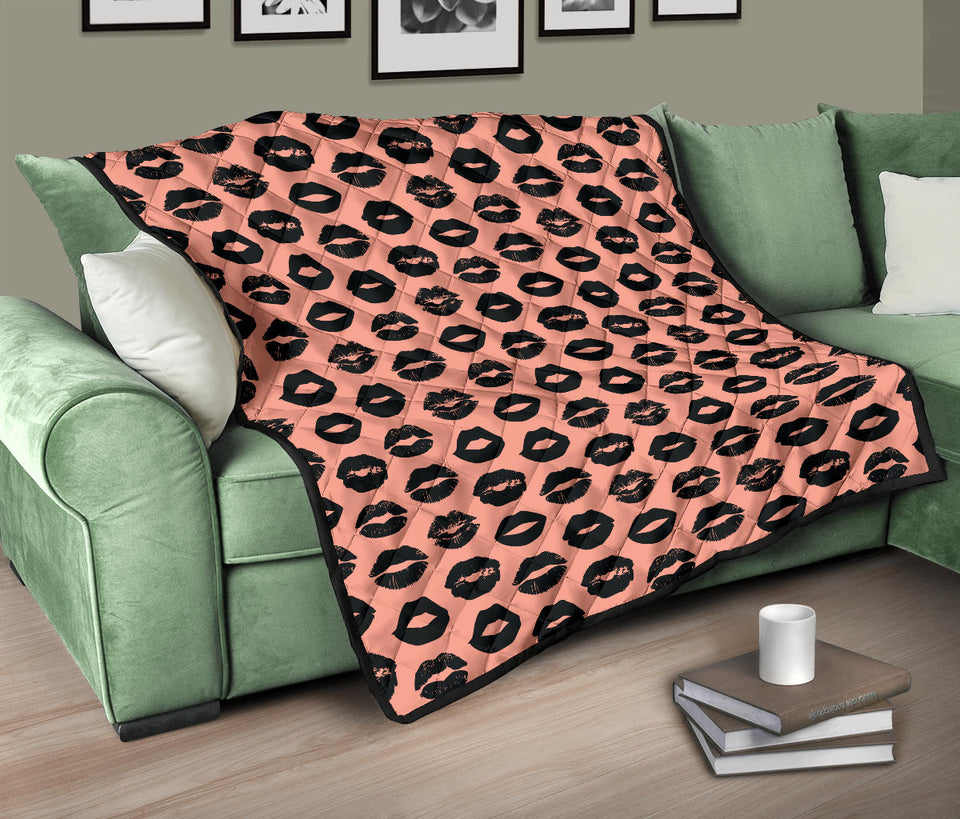 Lips Pattern Print Design 02 Premium Quilt