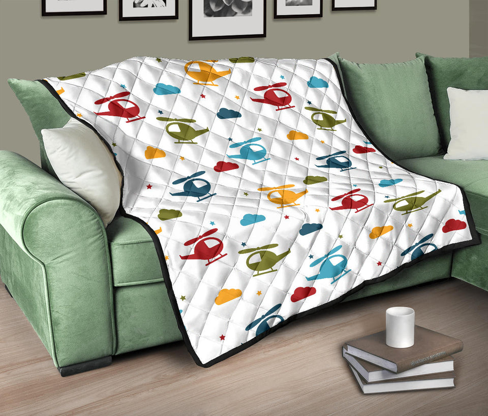 Colorful Helicopter Pattern Premium Quilt