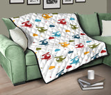 Colorful Helicopter Pattern Premium Quilt