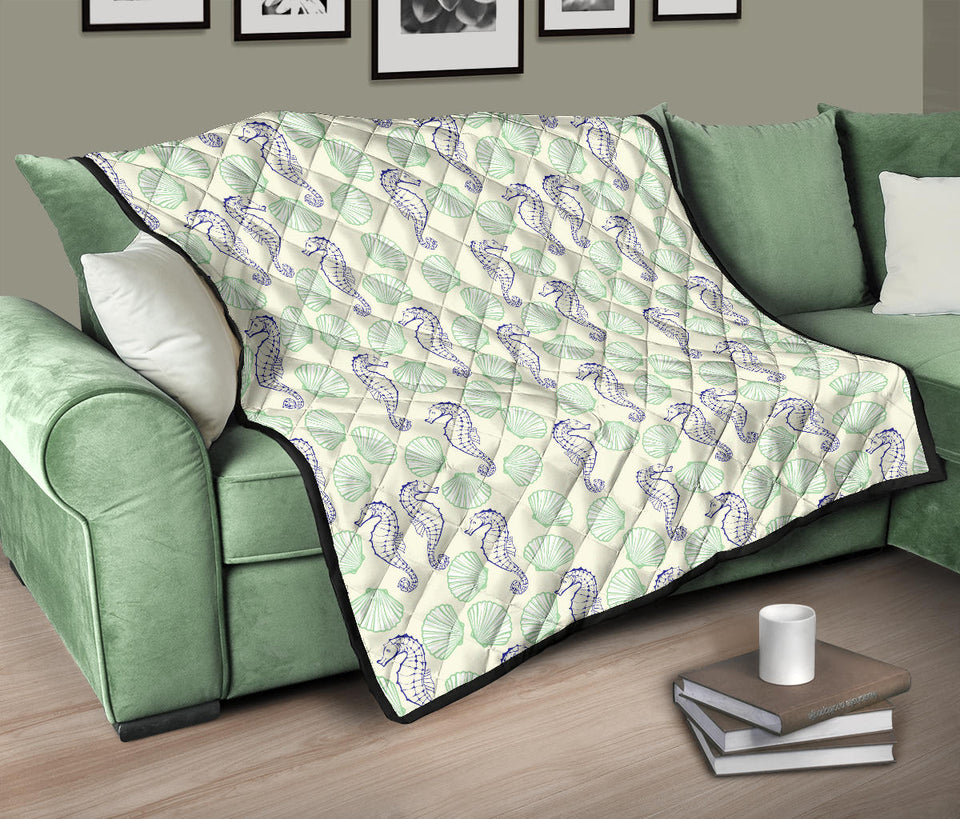 Seahorse Shell Pattern Premium Quilt