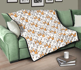 Cute Corgi Heart Star Bone Pattern Premium Quilt