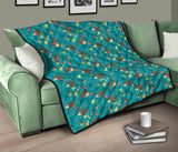 Hedgehog Pattern Print Design 01 Premium Quilt