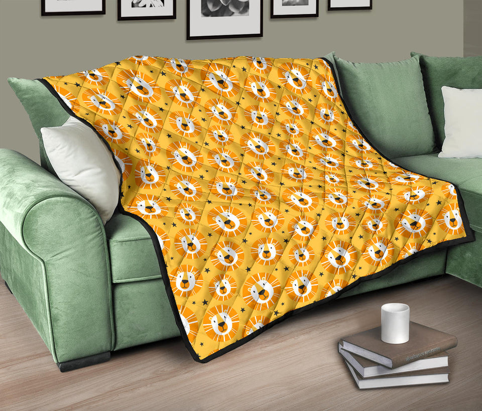 Lion Pattern Print Design 03 Premium Quilt