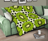 Kiwi Black Dot Background Premium Quilt
