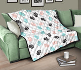 Dog Paws Pattern Print Design 04 Premium Quilt