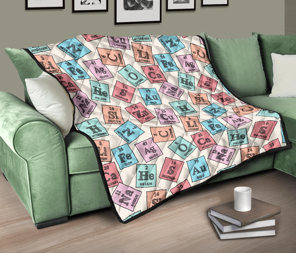 Chemistry Periodic Table Pattern Print Design 02 Premium Quilt