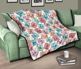 Chemistry Periodic Table Pattern Print Design 02 Premium Quilt