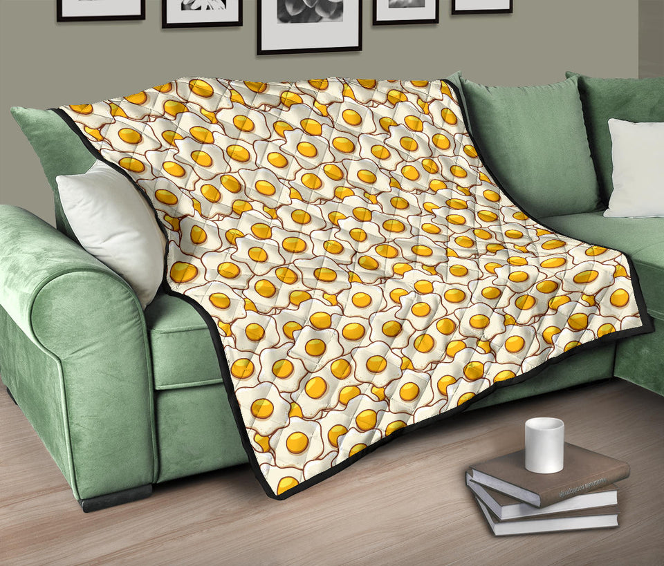 Fried Eggs Pattern Print Design 02 Premium Quilt