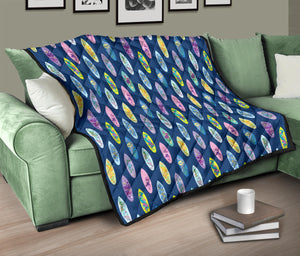 Surfboard Pattern Print Design 03 Premium Quilt