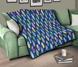 Surfboard Pattern Print Design 03 Premium Quilt