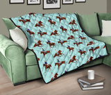 Horses Running Horses Rider Pattern Premium Quilt