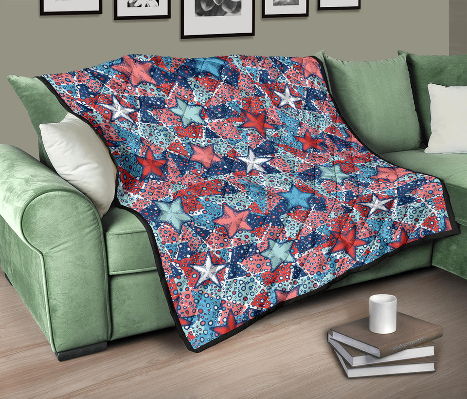Hand Drawn Colorful Starfish Premium Quilt