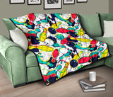 Watercolor Bowling Ball Pins Premium Quilt