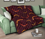 Boomerang Australian Aboriginal Ornament Circle Black Background Premium Quilt