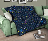 Space Pattern With Planets, Comets, Constellations And Stars Premium Quilt