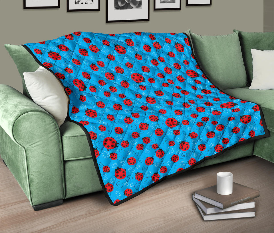 Ladybug Pattern Print Design 02 Premium Quilt
